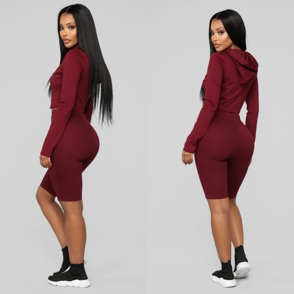Fashion Nova Burgundy Leyla Long Sleeve Lounge Set - Picture 4 of 8
